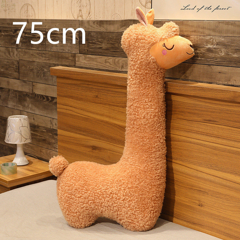 Alpaca Plush Toy Pillow Soft - 75cm tall, perfect for cozy cuddling and relaxation, adding charm to any space.