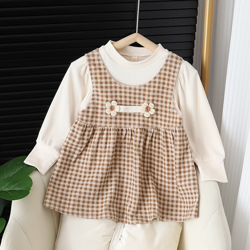 Baby Girl Long-Sleeve Dress-sleeved Dress Suit – Cute & Cozy