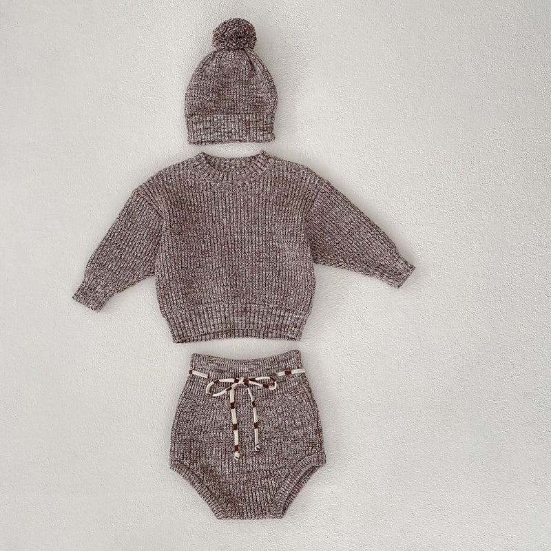 Infant Baby Girl 3-Piece Knitted